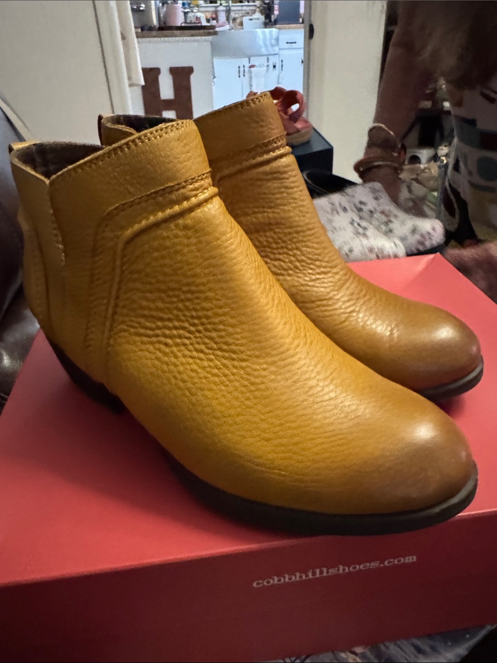 Cobb Hill by New Balance Mustard Leather Ankle Boots